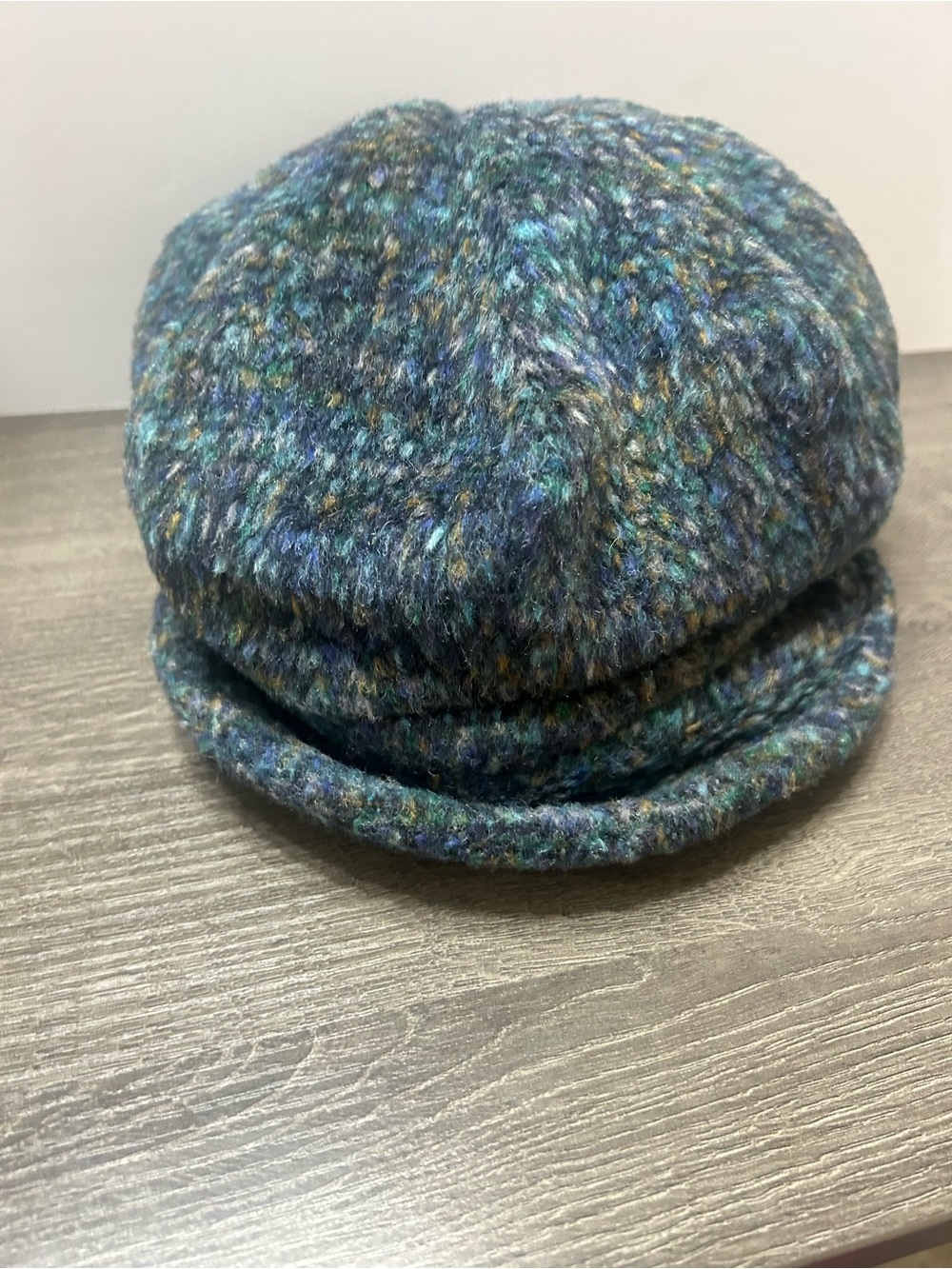 Collection‎ Eighteen Textured Blue-Green Wool Newsboy Cap VTG Casual Boho Hippie